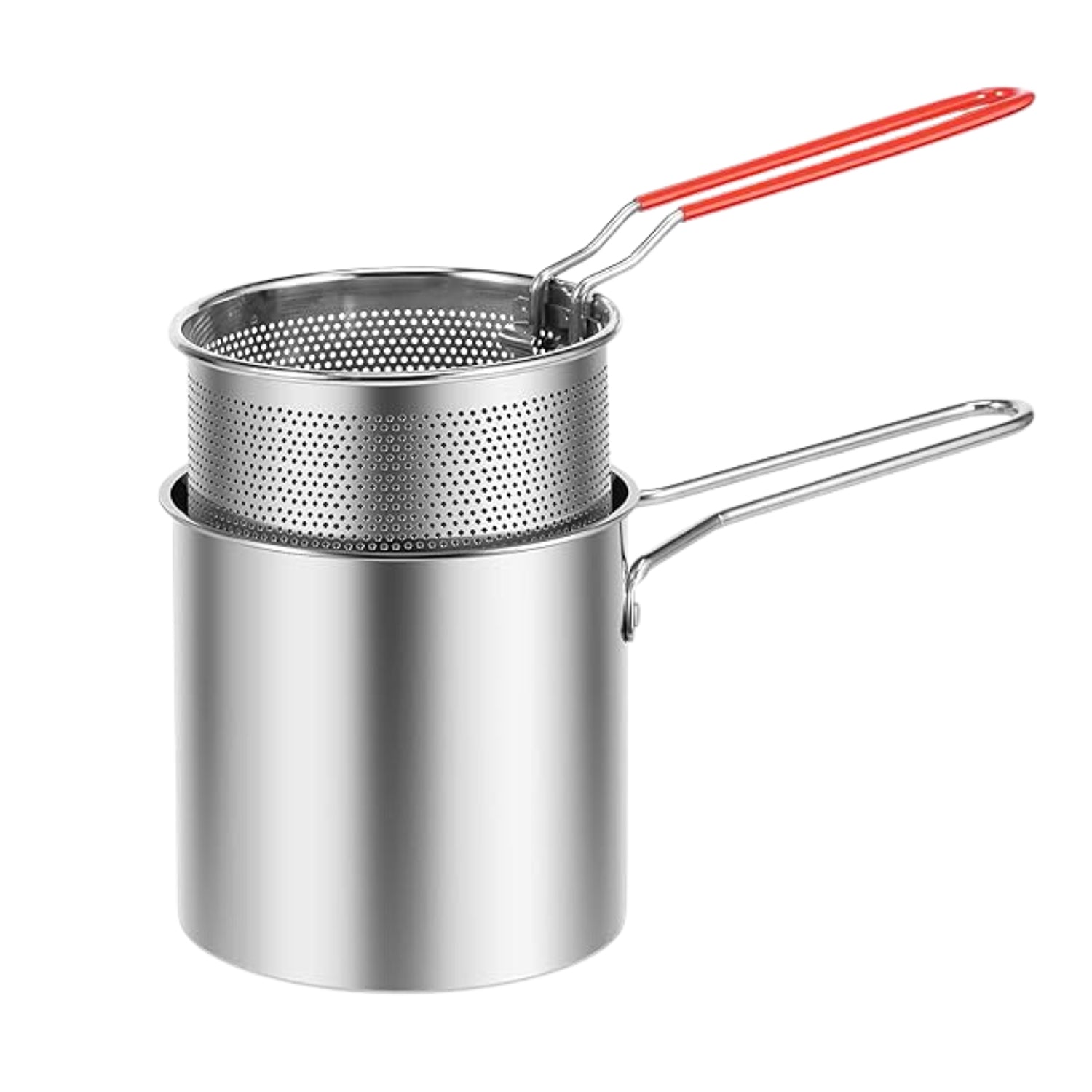 Small Deep Frying Pot With Strainer Basket (1200 ML))