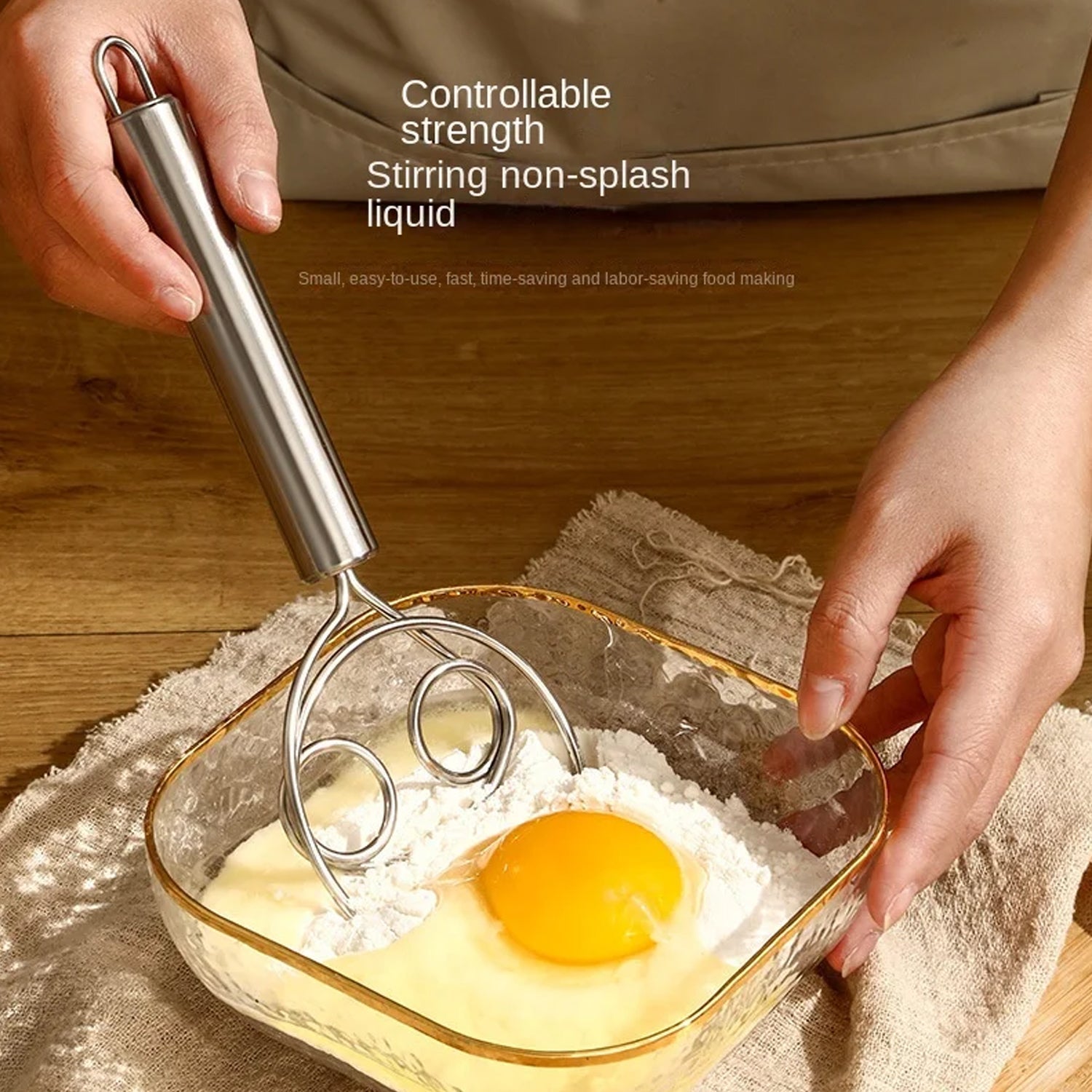 Dough Whisk, Premium Stainless Steel Dutch Whisk, Dough Hand Mixer Artisan Blender For Egg, Bread, Cake, Pastry, Pizza Dough - Perfect Baking Tools, Whisking, Tirring Kitchen Tools (2 Pc)