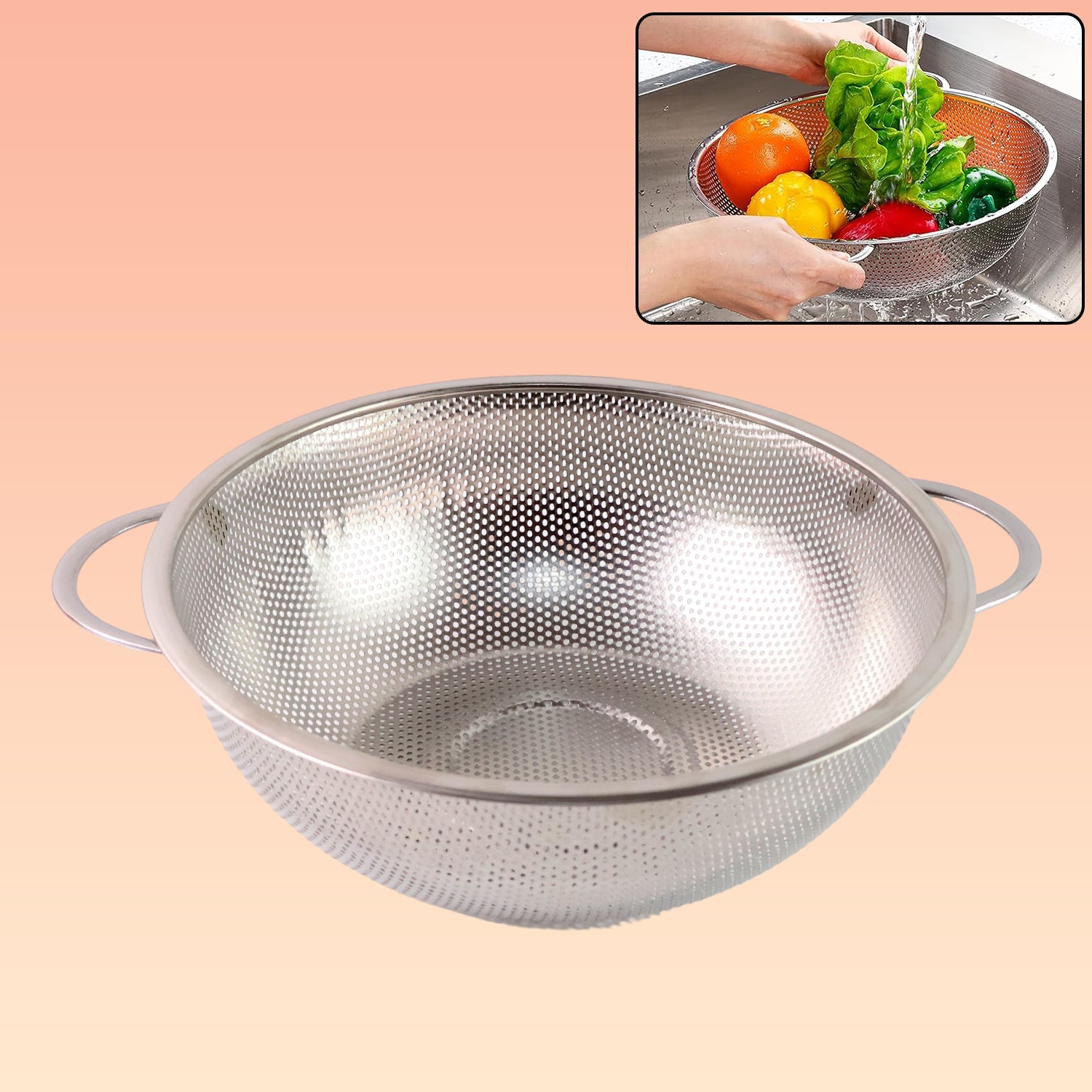 Drain Basket Steel Big Drip Tray Kitchen Drying Stand Mesh Sink Dish Rack Round Basket Mesh Fruits, Vegetable, Drainer Washer for Kitchen Drying Stand (30 x 20 x 8 Cm)