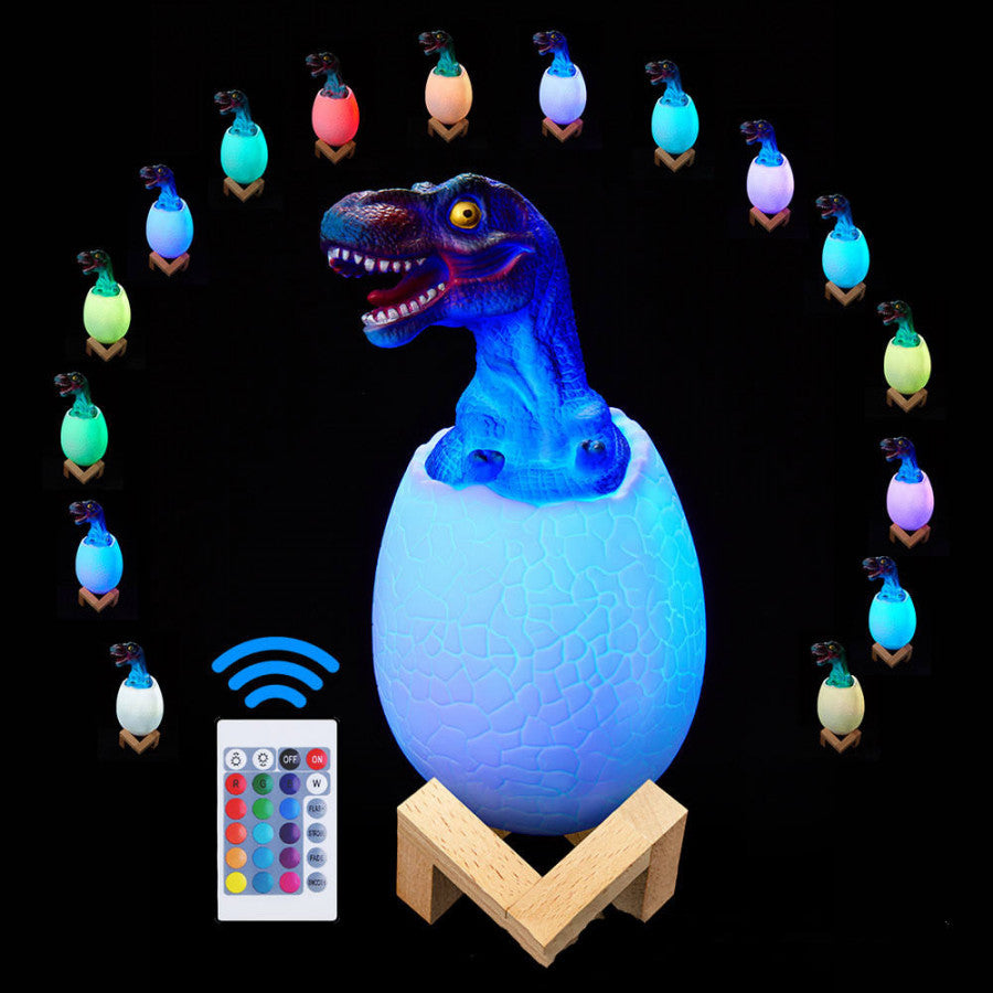 3D Dinosaur Lamp Night Light -USB Rechargeable with Remote Control RGB Lights 3D Dinosaur Lamp,3 Modes and Wooden Base, Dinosaur Egg Toy Best Birthday Christmas Gifts for Kids(Pack of 1)