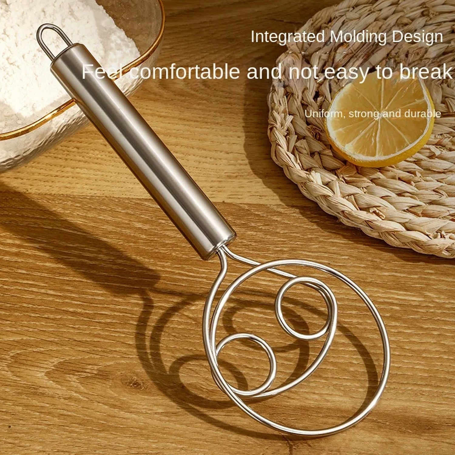 Dough Whisk, Premium Stainless Steel Dutch Whisk, Dough Hand Mixer Artisan Blender For Egg, Bread, Cake, Pastry, Pizza Dough - Perfect Baking Tools, Whisking, Tirring Kitchen Tools (2 Pc)