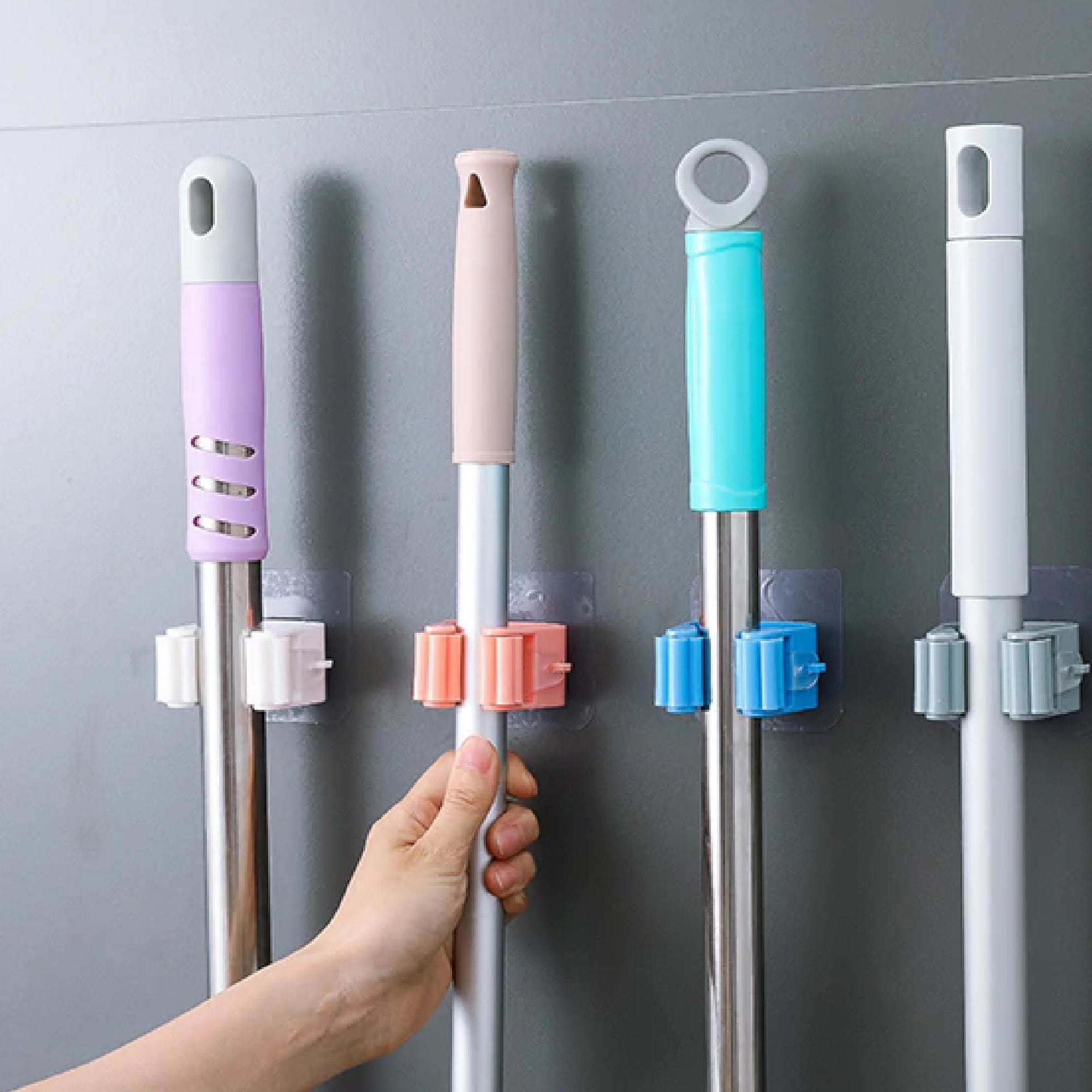 Magic Sticker Series Self Adhesive Mop and Broom Holder (Pack of 5)