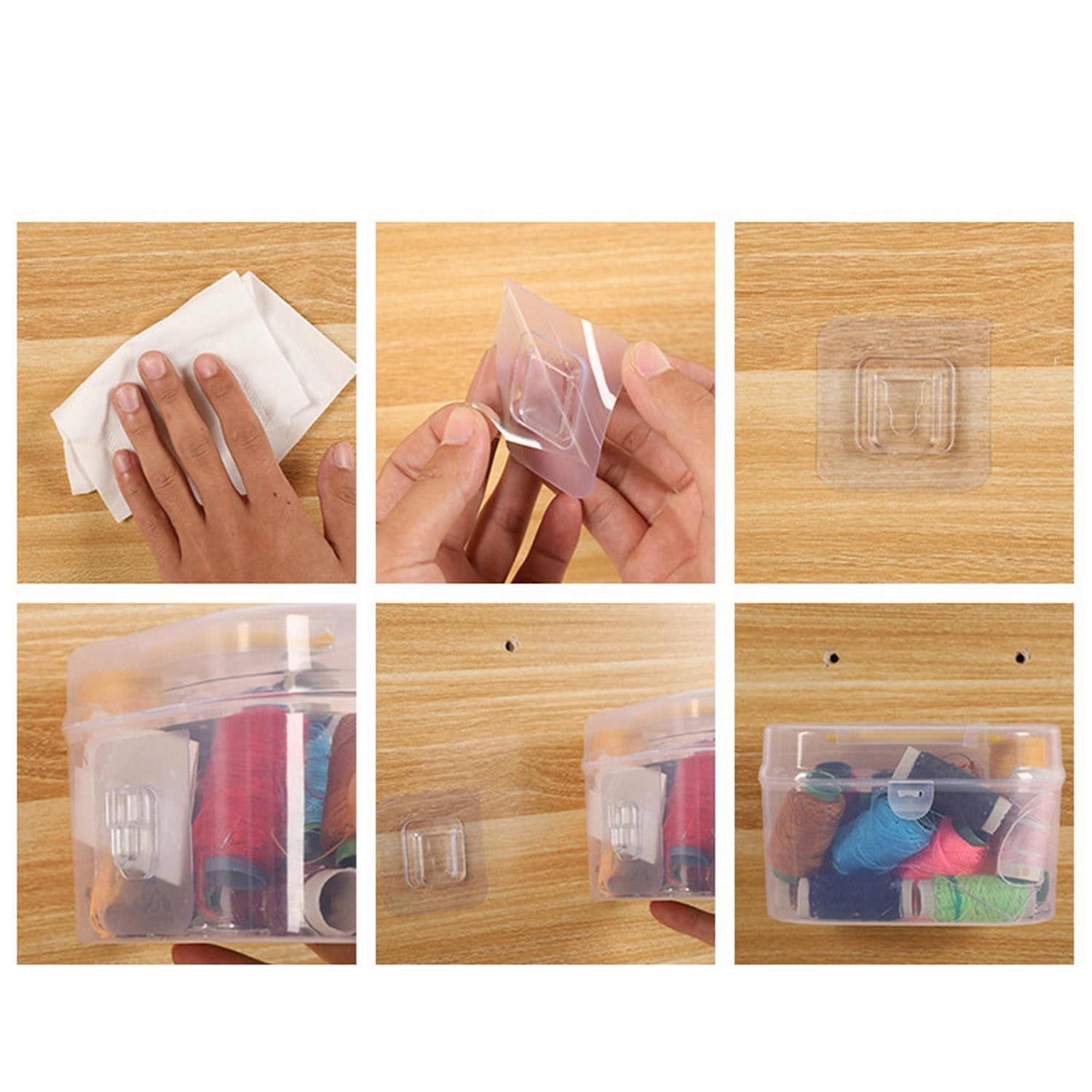 Adhesive Plastic Wall Hooks - Heavy Duty (10 Pair)