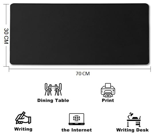 70 X 30 CM Full Desk Mouse Pad, Non-Slip Waterproof Rubber Base Desk Mat, Office Computer Desk Mat for Keyboard, Mouse (Black) (Pack of 1)