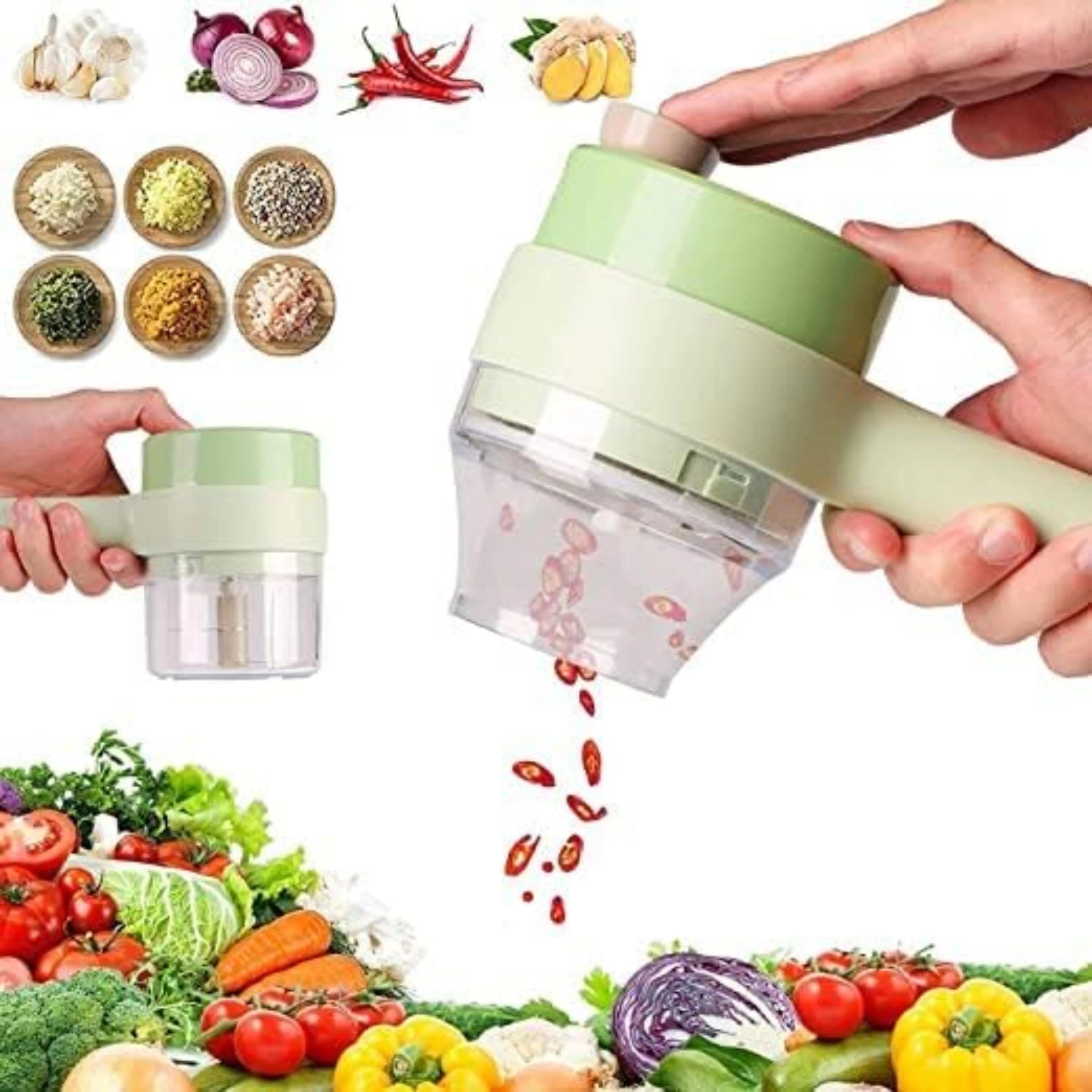 4 in 1 Electric Handheld Cooking Hammer Vegetable Cutter Set Food Chopper