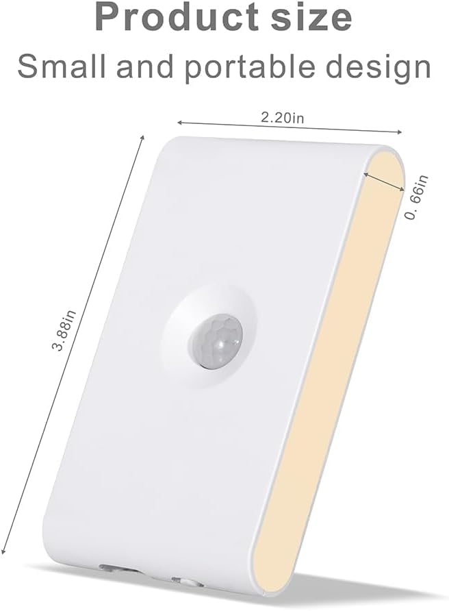 Warm White LED, Dusk to Dawn Sensor, Wireless Wall Lamp for Bedroom, Bathroom, Kitchen, Hallway, Kids Room, Closet – Stick Anywhere Nightlight Rechargeable