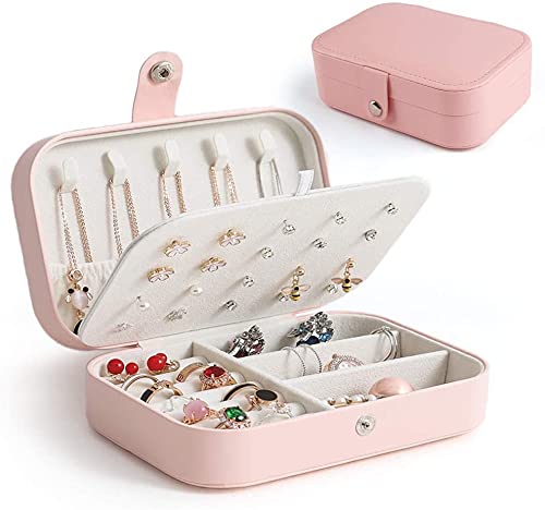 Leather Mini Jewelry Travel Case Small Travel Jewelry Organizer Portable Jewelry Box Travel Mini Storage Organizer Portable Display Storage Box For Rings Earrings Necklaces Gifts, Multicolor