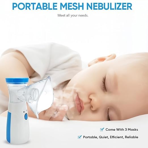 Portable Mesh Nebulizer, Effective for Cough, Asthma Silent and Compact Nebulizer Machine for Adult and Kids, Wireless Vaporizer Machine With Respiratory Mask