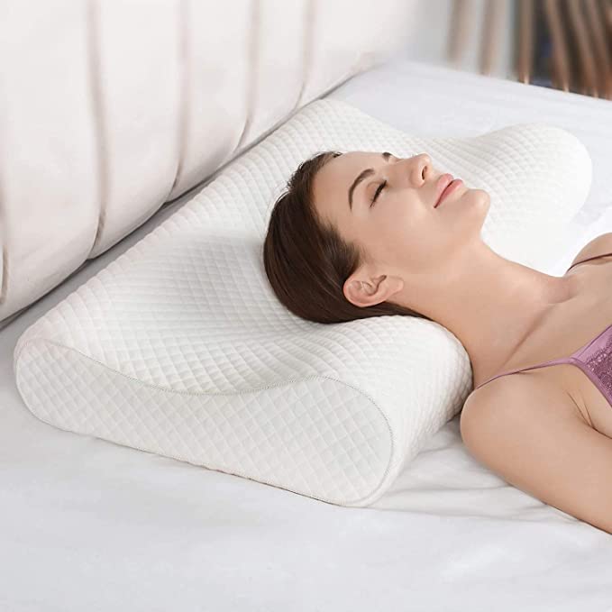 Memory Foam Pillow, Cervical Pillow for Neck Pain, Orthopedic Contour Pillow Support for Back, Stomach, Side Sleepers, Anti-Snoring Relief Neck Pillow, Anti-Allergy
