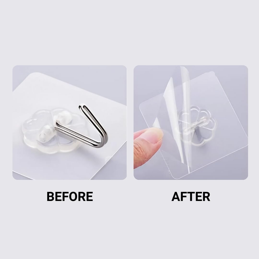 Misamo Enterprise PVC Wall Hooks, Pack of  10, Transparent