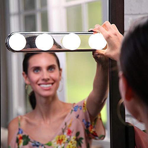 Studio Glow Vanity Mirror Lights | Cordless Stick-On Makeup Light with 4 LED Bulbs