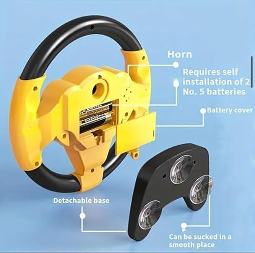 Steering Wheel Toy Simulate Driving Car Copilot Steering Wheel Electric Baby Toys with Sound Driving Vocal Toy Kids Musical Educational Stroller Color