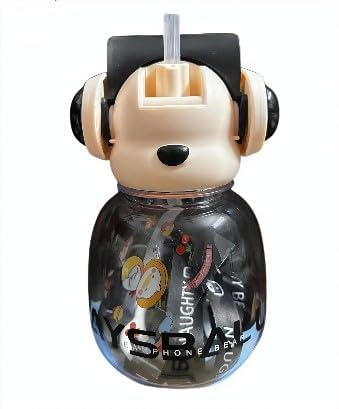 water bottle 600ml Cute Bear Headphone Water Bottle BPA-Free