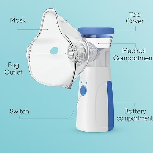 Portable Mesh Nebulizer, Effective for Cough, Asthma Silent and Compact Nebulizer Machine for Adult and Kids, Wireless Vaporizer Machine With Respiratory Mask