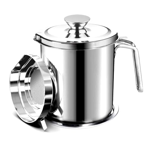 Stainless steel Oil Pot 1.7 Litre, Stainless Steel Oil and Ghee Air Tight Container, 1700 ml Oil Pot Container for Kitchen Storage, Steel Ghee Can