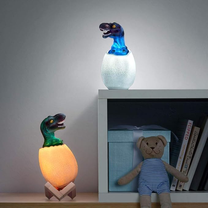 3D Dinosaur Lamp Night Light -USB Rechargeable with Remote Control RGB Lights 3D Dinosaur Lamp,3 Modes and Wooden Base, Dinosaur Egg Toy Best Birthday Christmas Gifts for Kids(Pack of 1)