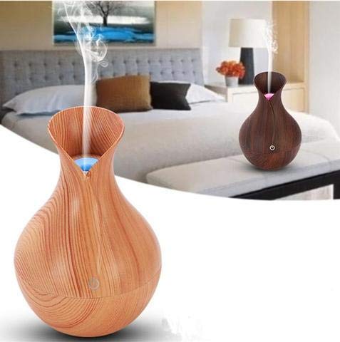 Mini Wooden Vase Pot Diffuser Cool Mist Atomization Humidifier (1 Pc) Light
