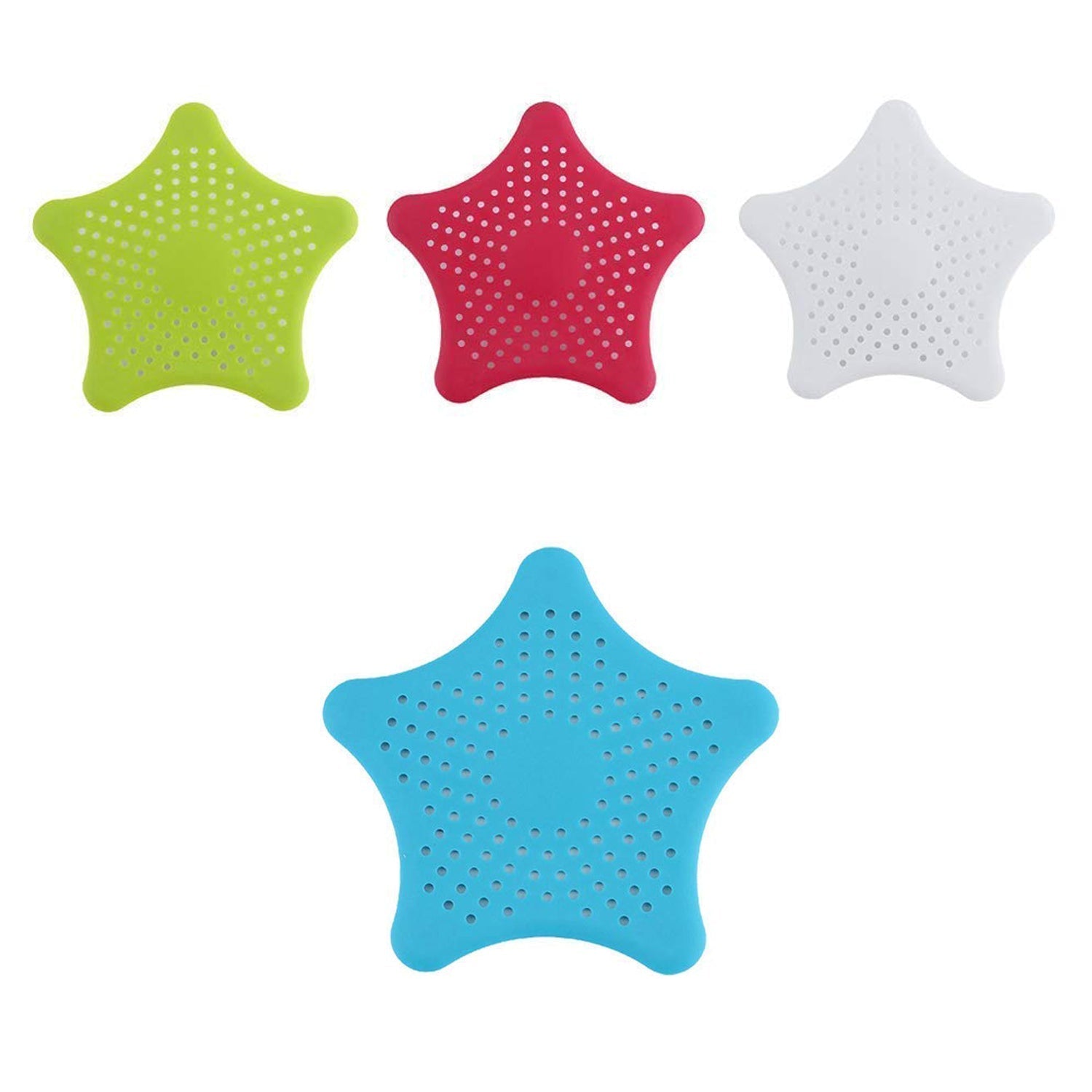 Star Drain Strainer: Catches Hair & Prevents Clogs (Kitchen/Bath) (4 pcs)
