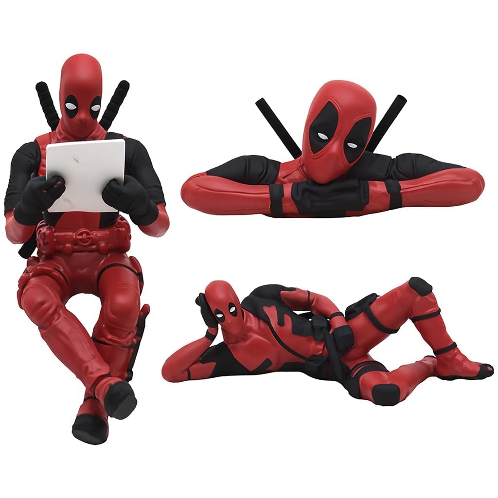 Deadpool PVC Action Figure Set – 3 Movable Joint Models for Desk, Home & Car Decor | Unique Superhero Decoration Collectibles (RED)