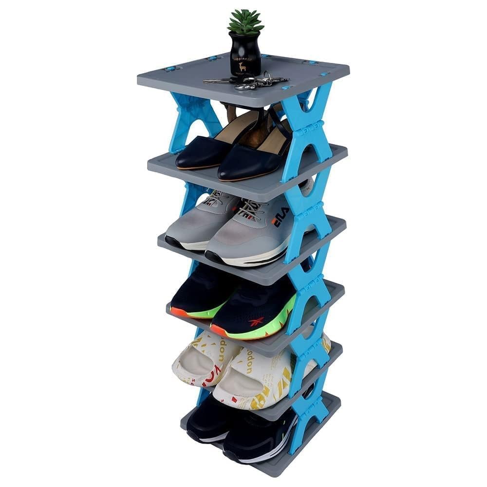 6 Layer Foldable Shoe Rack, Portable Storage Organizer for Home & Office