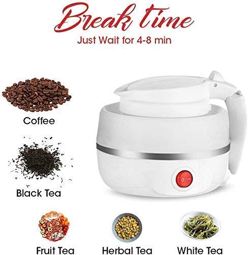 Travel Foldable Fast Boiling Portable Electric Kettle - Silicone Food Grade Boil Dry Protection 220V -600ML for Most Travel and Home & Office Use