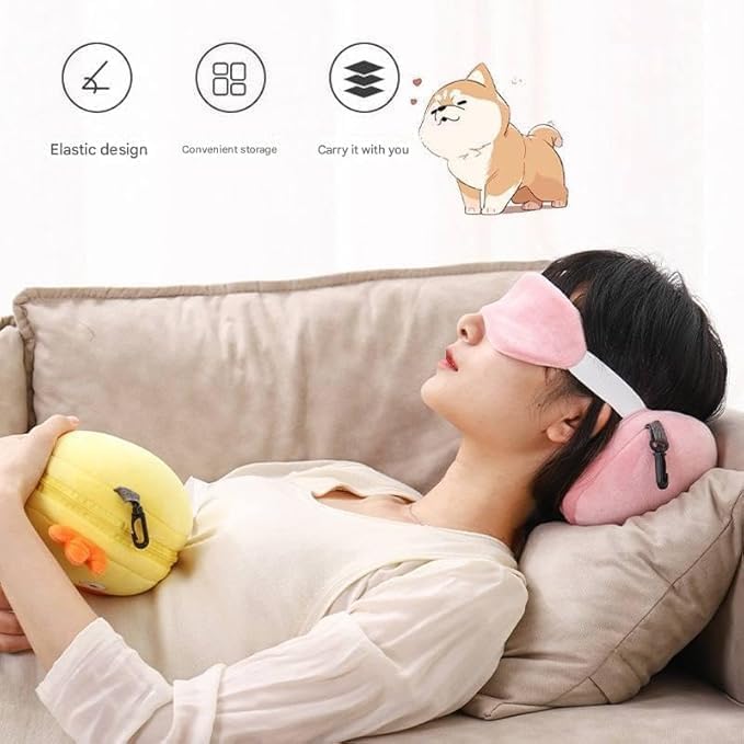 New Pillow & Ice Mask - Cute Travel Pillow And Eye Mask Cartoon Travel Eye Mask & Neck Pillow