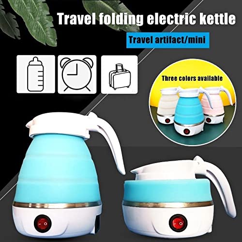 Travel Foldable Fast Boiling Portable Electric Kettle - Silicone Food Grade Boil Dry Protection 220V -600ML for Most Travel and Home & Office Use