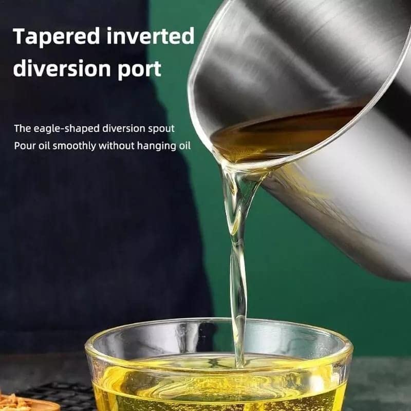Stainless steel Oil Pot 1.7 Litre, Stainless Steel Oil and Ghee Air Tight Container, 1700 ml Oil Pot Container for Kitchen Storage, Steel Ghee Can