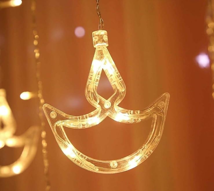 12 Stars 108 Led Curtain String Lights with 8 Flashing Modes Led Light for Home Decoration for Christmas, Wedding, Home, Diwali