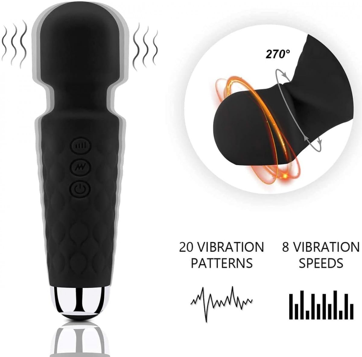 Personal Body Massager, Cordless Full Body Massager Machine, 8 Speeds