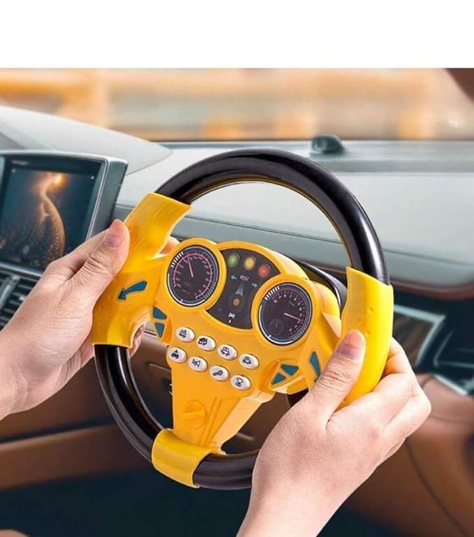 Steering Wheel Toy Simulate Driving Car Copilot Steering Wheel Electric Baby Toys with Sound Driving Vocal Toy Kids Musical Educational Stroller Color