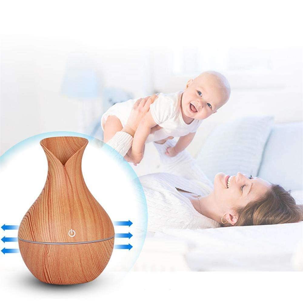 Mini Wooden Vase Pot Diffuser Cool Mist Atomization Humidifier (1 Pc) Light
