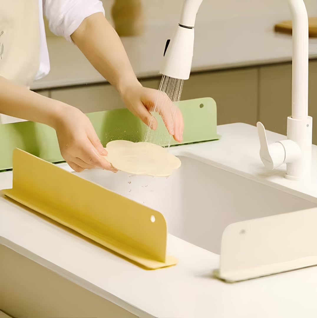 Silicone Sink Splash Guard for Kitchen – Flexible Water Barrier for Dishwashing, Protects Countertops & Clothes (2 Pcs)