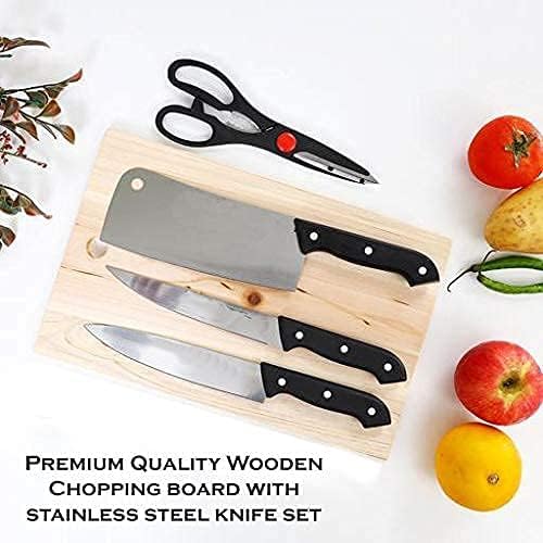 Wooden Cutting Board And Knife Set