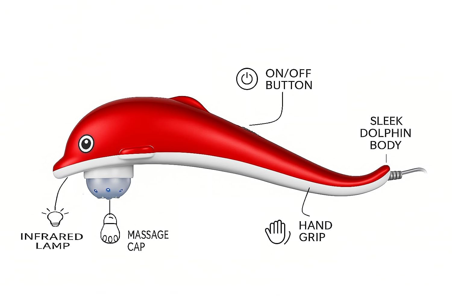 Electric Dolphin Handheld Massager (1 Pc)