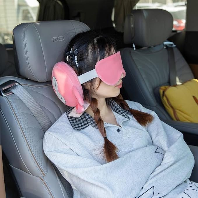 New Pillow & Ice Mask - Cute Travel Pillow And Eye Mask Cartoon Travel Eye Mask & Neck Pillow