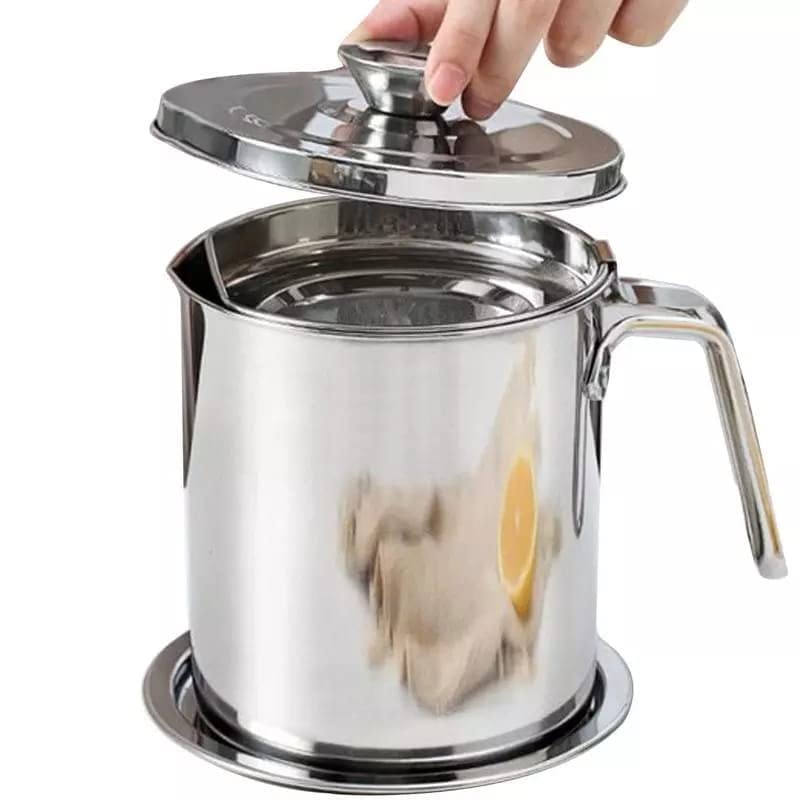 Stainless steel Oil Pot 1.7 Litre, Stainless Steel Oil and Ghee Air Tight Container, 1700 ml Oil Pot Container for Kitchen Storage, Steel Ghee Can