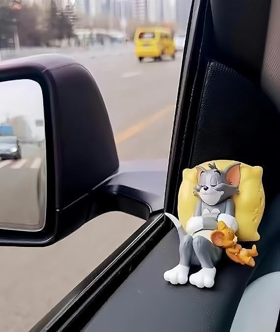 Tom & Jerry Cute Sleeping Car Interior Accessory I Adorable Toy for Car Dashboard & Tabletop | Decorative Plastic Showpiece for Home & Office