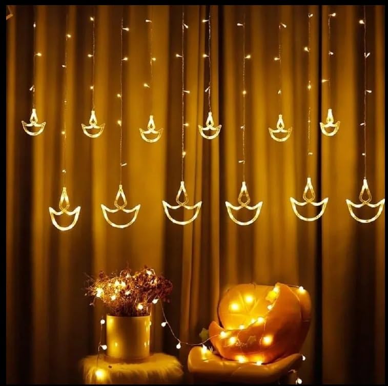 12 Stars 108 Led Curtain String Lights with 8 Flashing Modes Led Light for Home Decoration for Christmas, Wedding, Home, Diwali