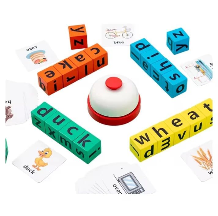 Time Puzzle - Wooden Alphabet Spelling Game Matching Letter & Word Puzzle Game with Flashcards - Word Puzzle