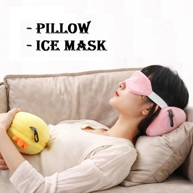 New Pillow & Ice Mask - Cute Travel Pillow And Eye Mask Cartoon Travel Eye Mask & Neck Pillow