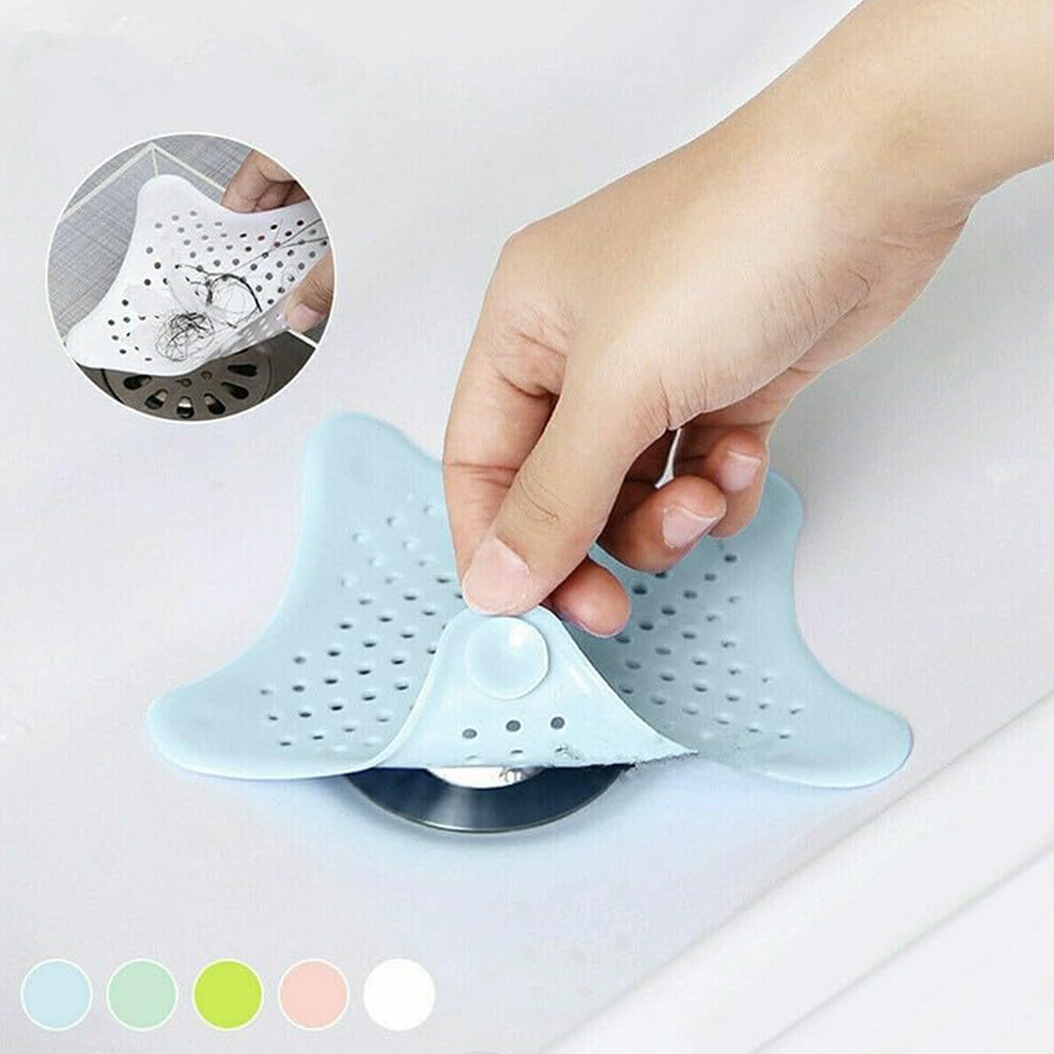 Star Drain Strainer: Catches Hair & Prevents Clogs (Kitchen/Bath) (4 pcs)