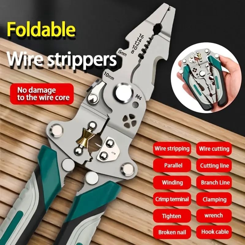All in 1 Multifunction Stainless Steel Wire Stripper/Wire Crimping Tool, Wire Cutter, Wire Crimper