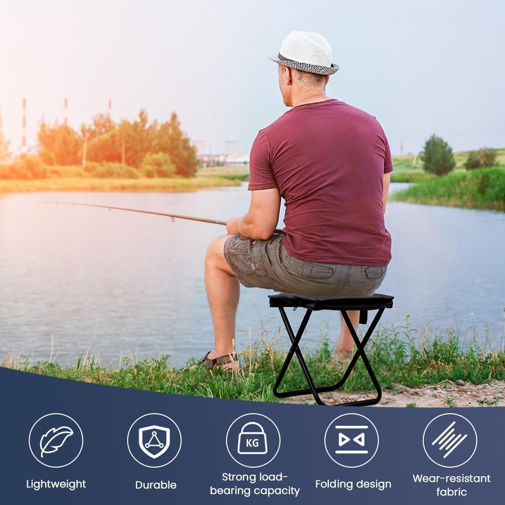 Folding Stool, Mini Outdoor Camping Stool, Portable Small Foldable Lightweight Hunting Seat with Zippered Carrying Bag