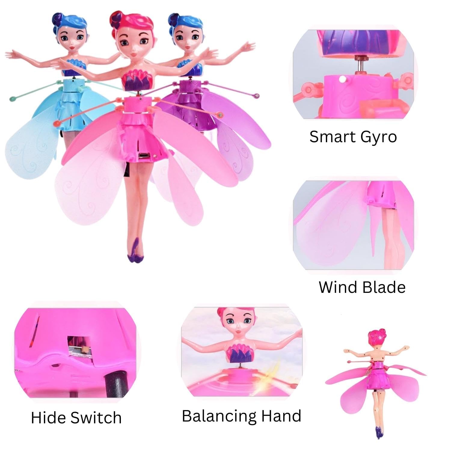 Flying Fairy Doll with Magical Hand Sensor Control – USB Powered Toy for Girls