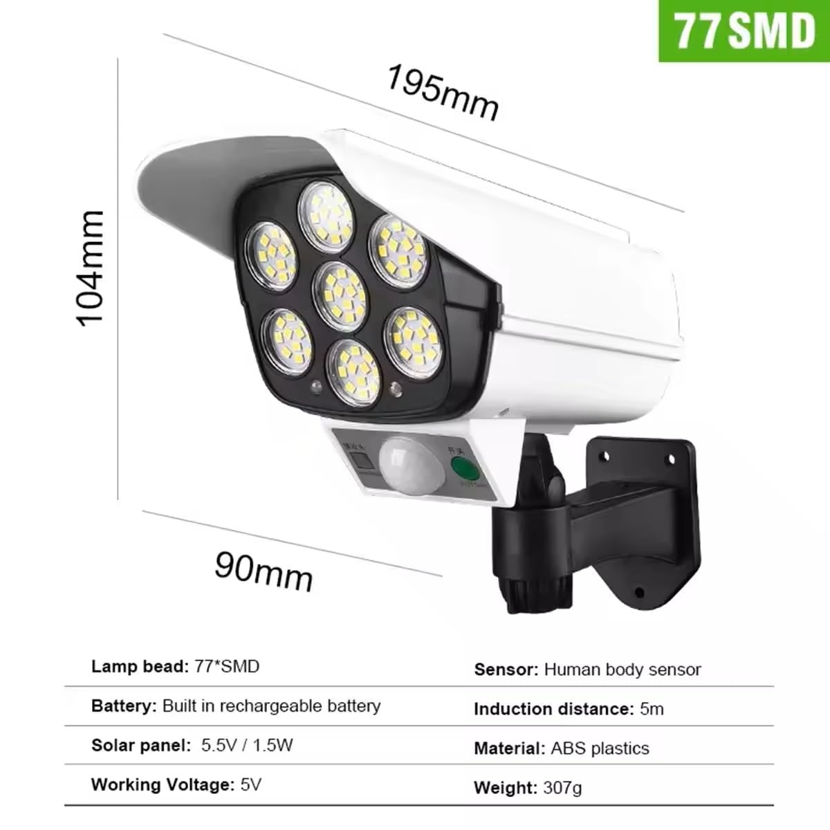 Solar Motion Sensor Sun-Powered Light with Remote | Security Camera Style Outdoor LED Light