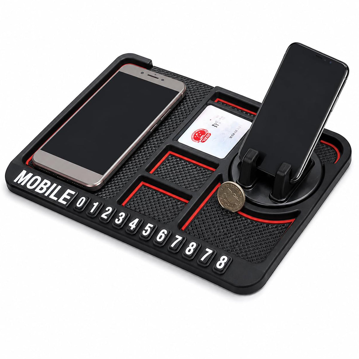 Car Dashboard Mat Organizer with Phone Holder