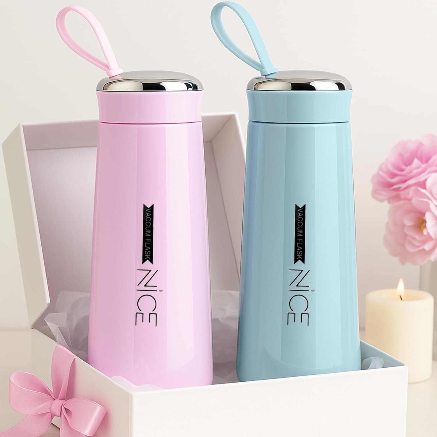 Water bottle 400ml leak proof, glass water bottle with daily water intake for gym and children, Nice Bottle (1 pc / Light Blue Color)