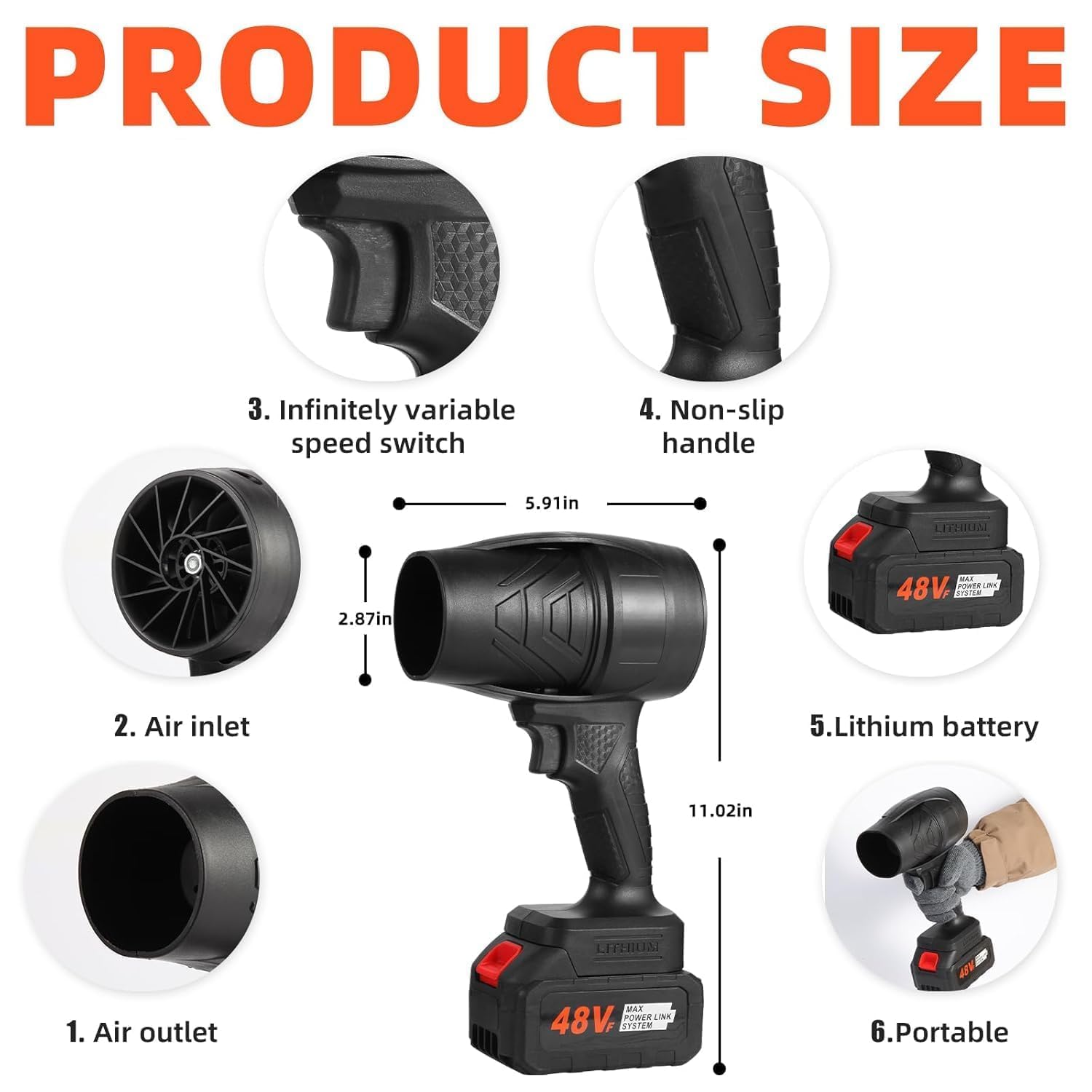 Portable air blower jet Car Dryer double battery
