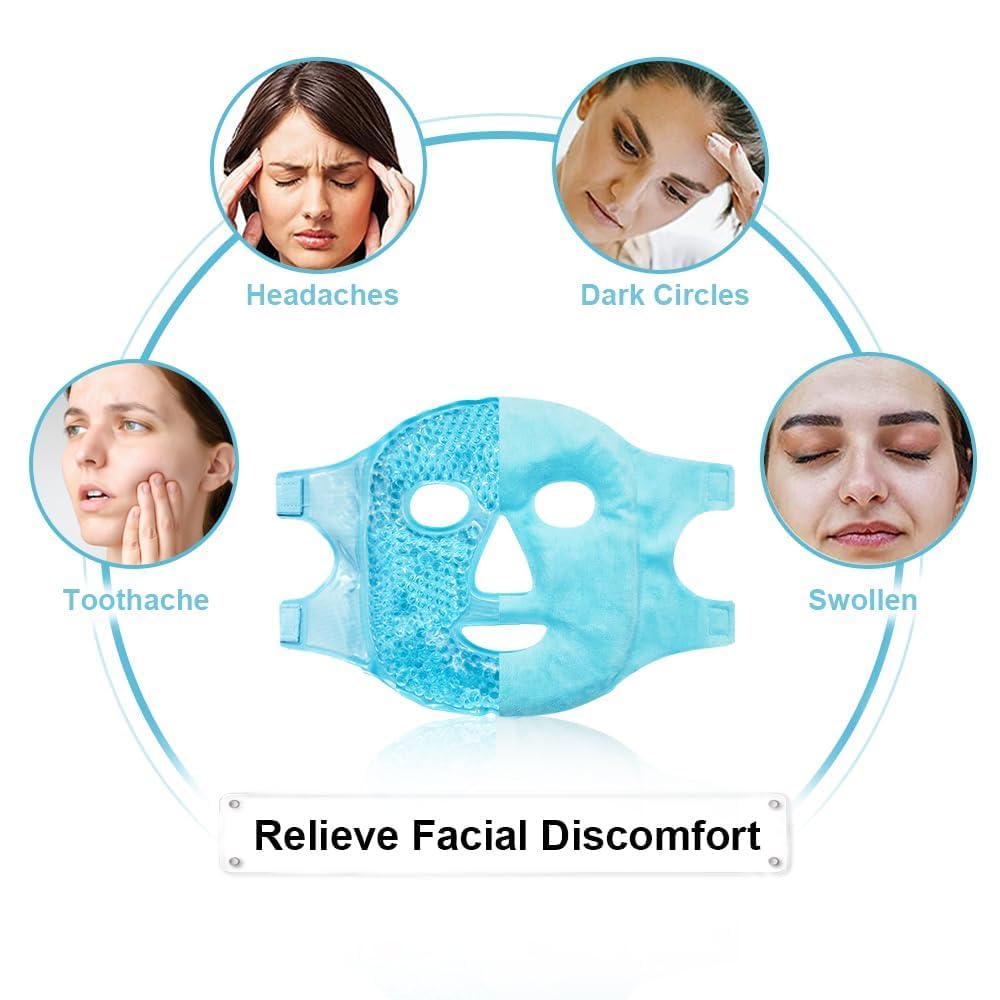Cold Face Eye Mask, Ice Pack Reduce Face Puff, Dark Circles, Gel Beads Hot Heat Cold Compress Pack